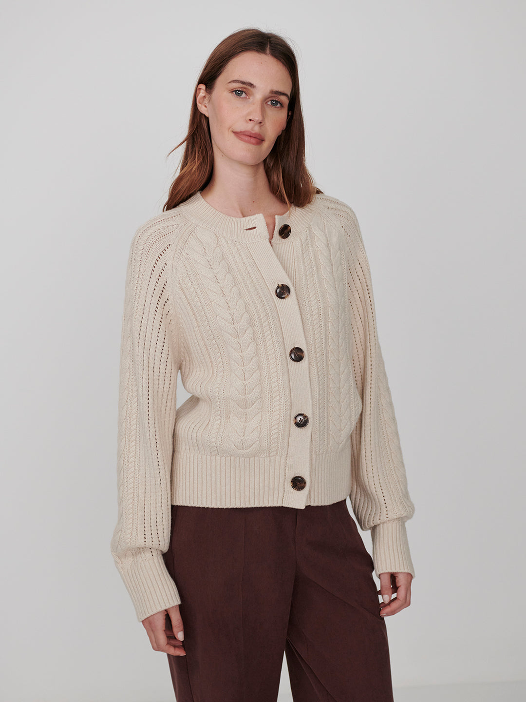 Oriane Knit Cardigan (Oat Milk)