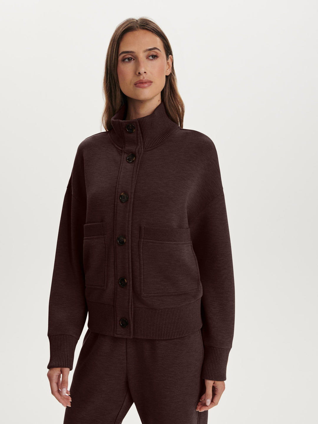 Sabrina Button Through Sweat (Coffee Bean Marl)