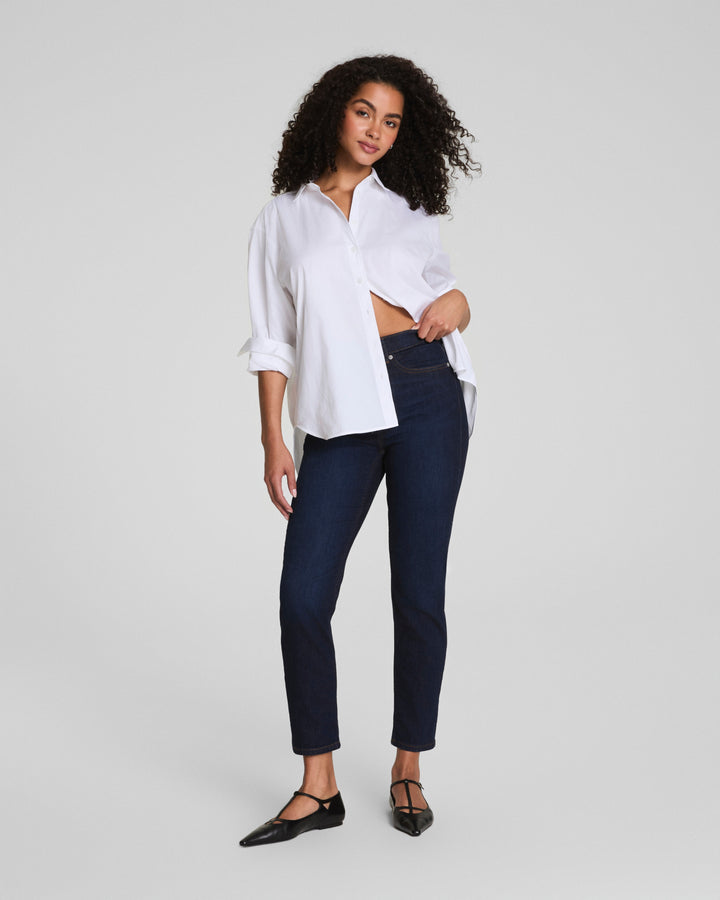 Poplin Oversized Button-Up Shirt (Classic White)