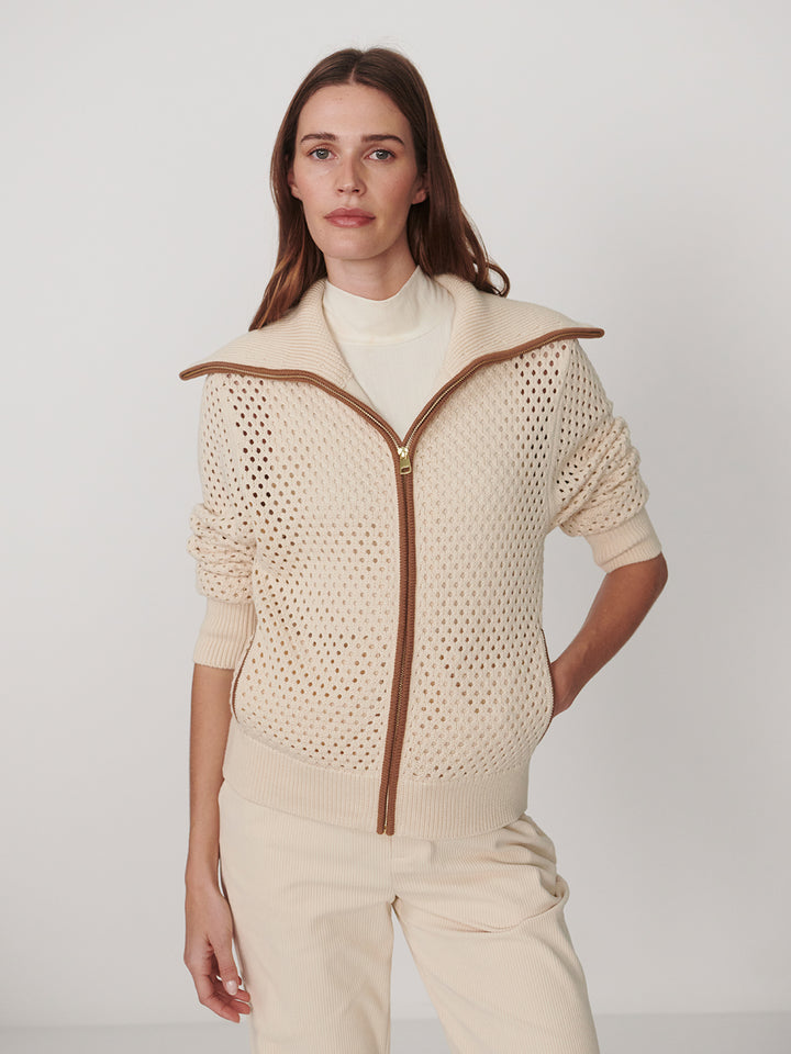 Paula Zip Through Knit Jacket (Birch)