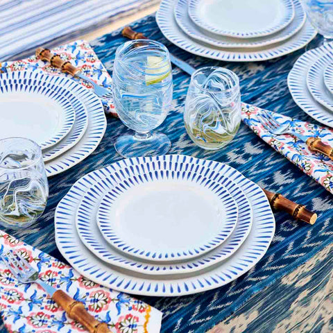 Sitio Stripe 16pc Place Setting - Delft Blue