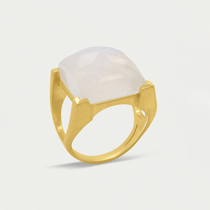 Plaza Ring - Gold / Rainbow Moonstone