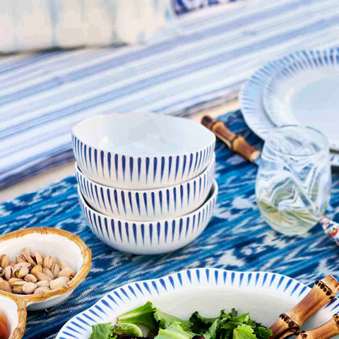 Sitio Stripe 4pc Place Setting - Delft Blue