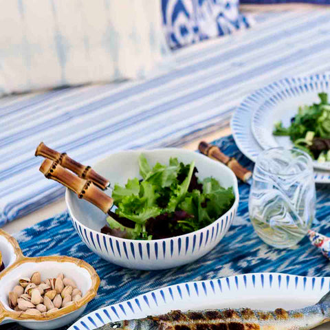 Sitio Stripe 4pc Place Setting - Delft Blue