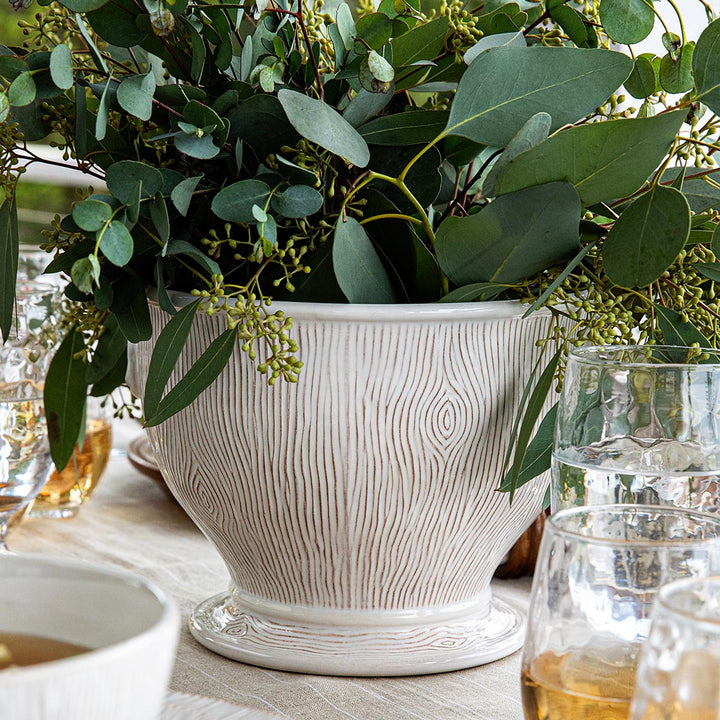 Blenheim Oak 9" Cachepot - Whitewash
