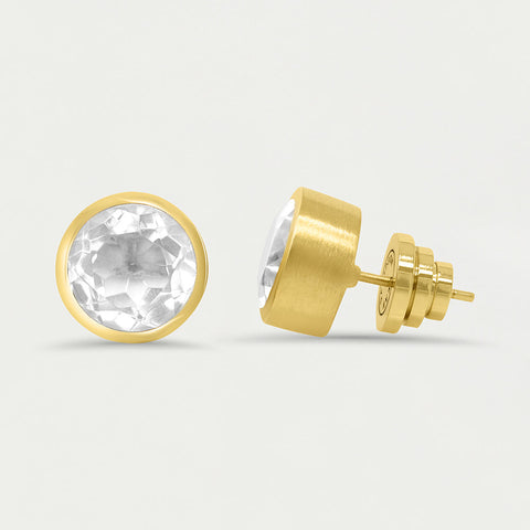 Signature Large Knockout Studs - Gold / Crystal Quartz