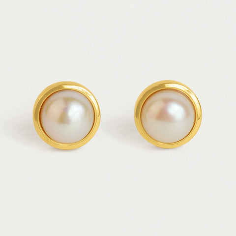 Signature Large Knockout Studs - Gold / Pearl