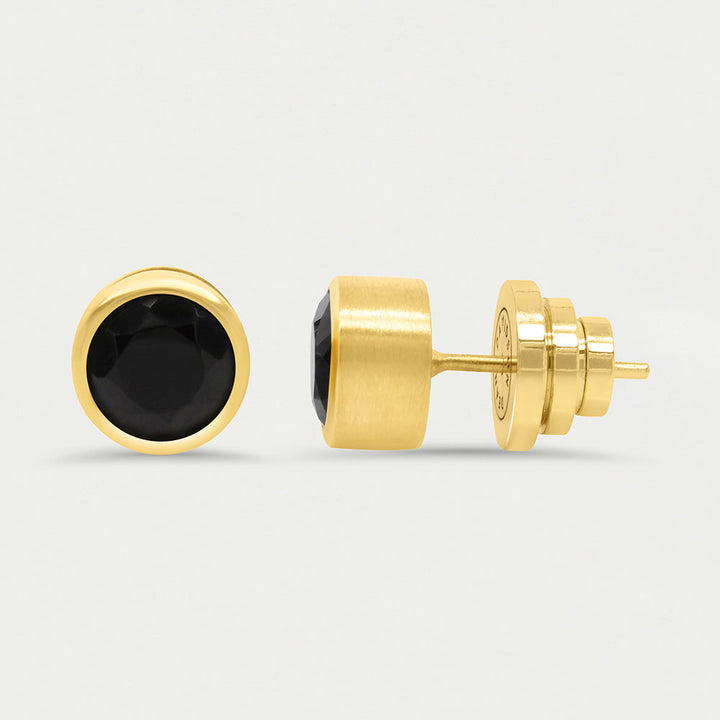 Signature Midi Knockout Studs - Gold / Black Onyx