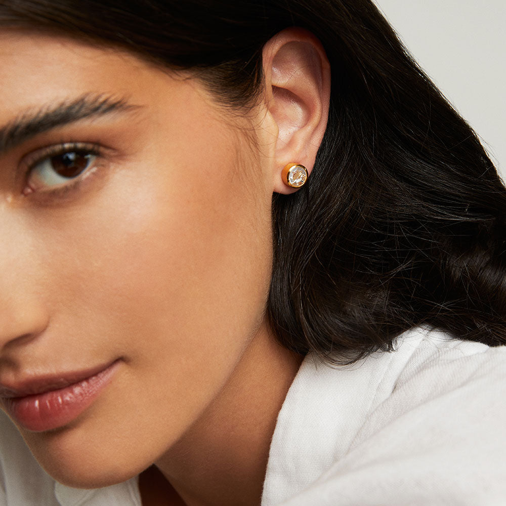 Signature Midi Knockout Studs - Gold / Crystal Quartz