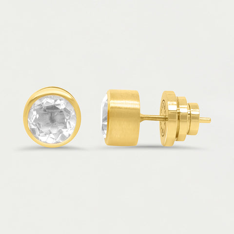 Signature Midi Knockout Studs - Gold / Crystal Quartz