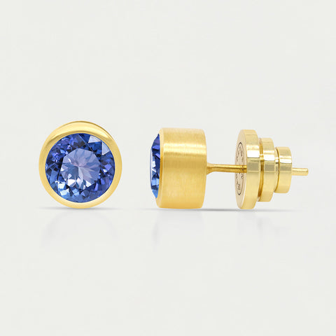 Signature Midi Knockout Studs - Gold / Midnight Blue