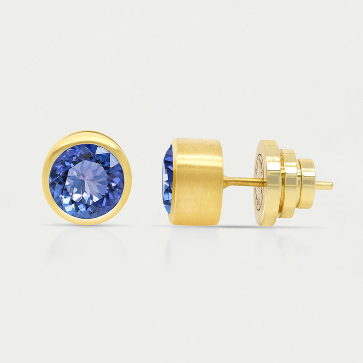 Signature Midi Knockout Studs - Gold / Midnight Blue