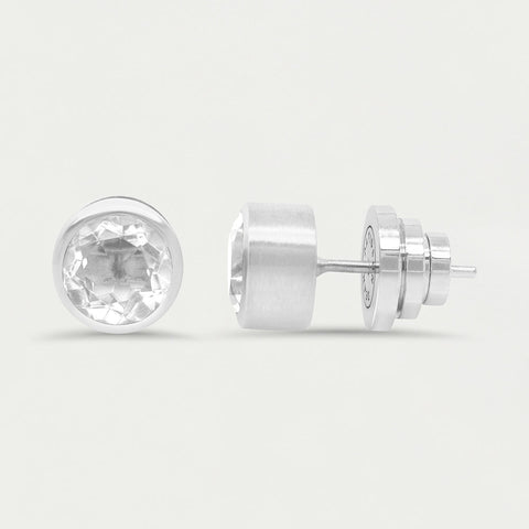 Signature Midi Knockout Studs - Silver / Crystal Quartz