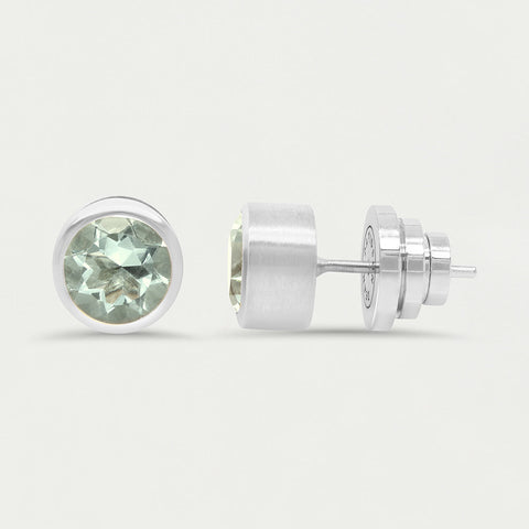 Signature Midi Knockout Studs - Silver / Green Amethyst