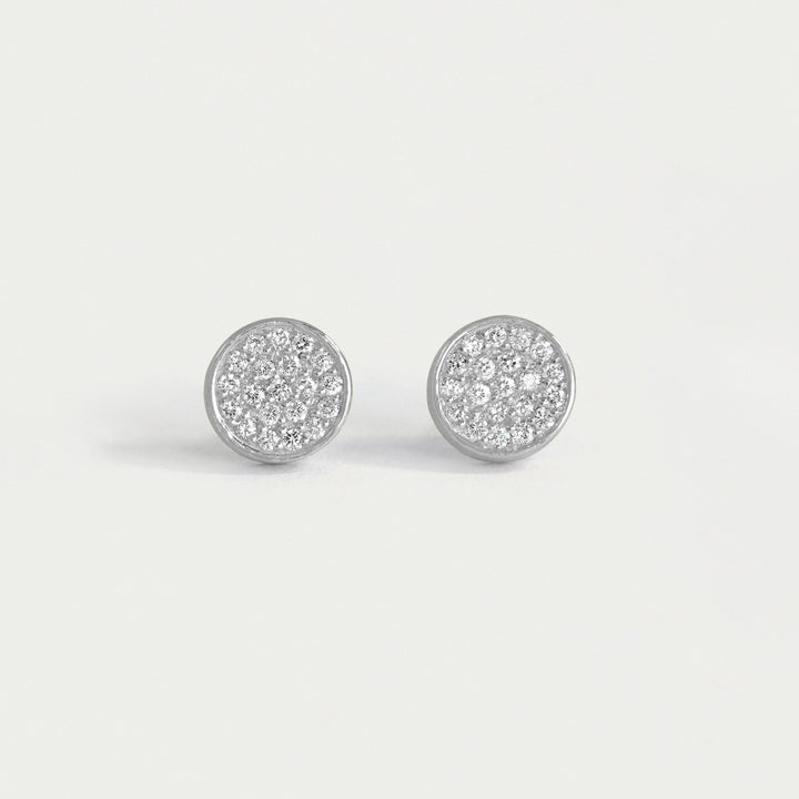 14K White Gold Signature Diamond Studs - Silver