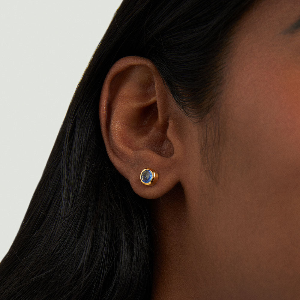 Signature Small Knockout Studs - Gold / Midnight Blue