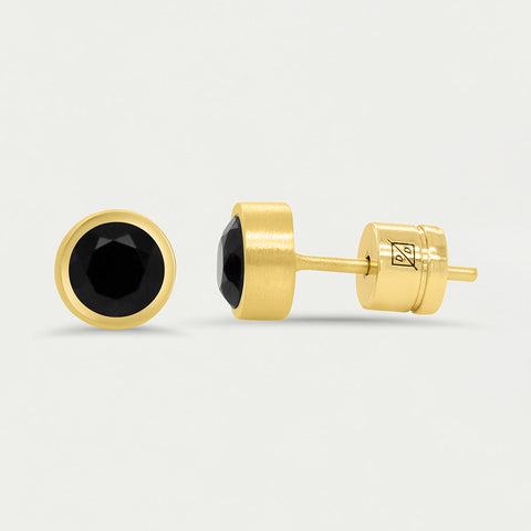 Signature Small Knockout Studs - Gold / Black Onyx