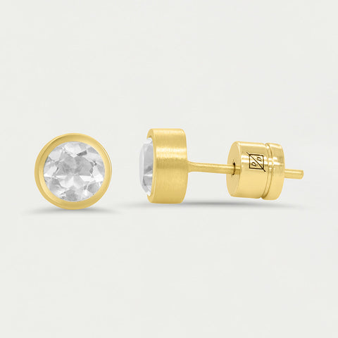 Signature Small Knockout Studs - Gold / Crystal Quartz