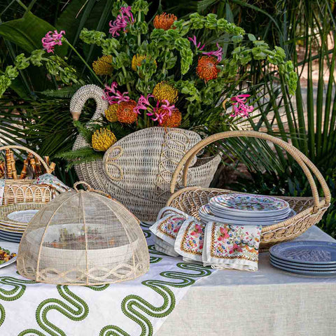 Tuileries Garden Mesh Round Food Cover Set/2pc - Natural