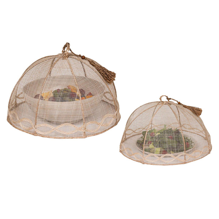 Tuileries Garden Mesh Round Food Cover Set/2pc - Natural