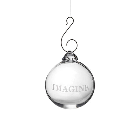 Engraved "Imagine" Round Ornament in Gift Box