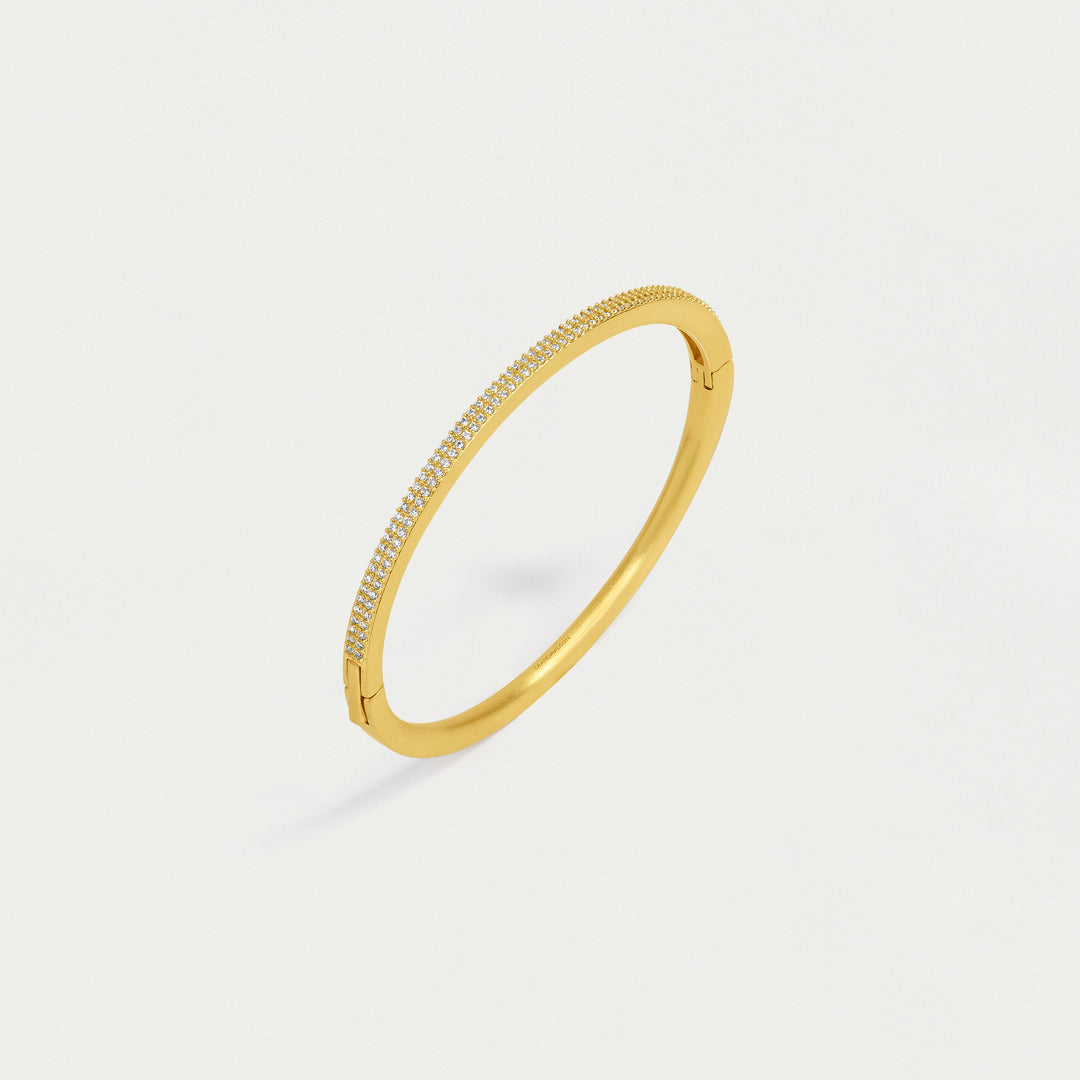Signature Pavé Hinge Bangle - Gold