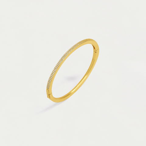 Signature Pavé Hinge Bangle - Gold