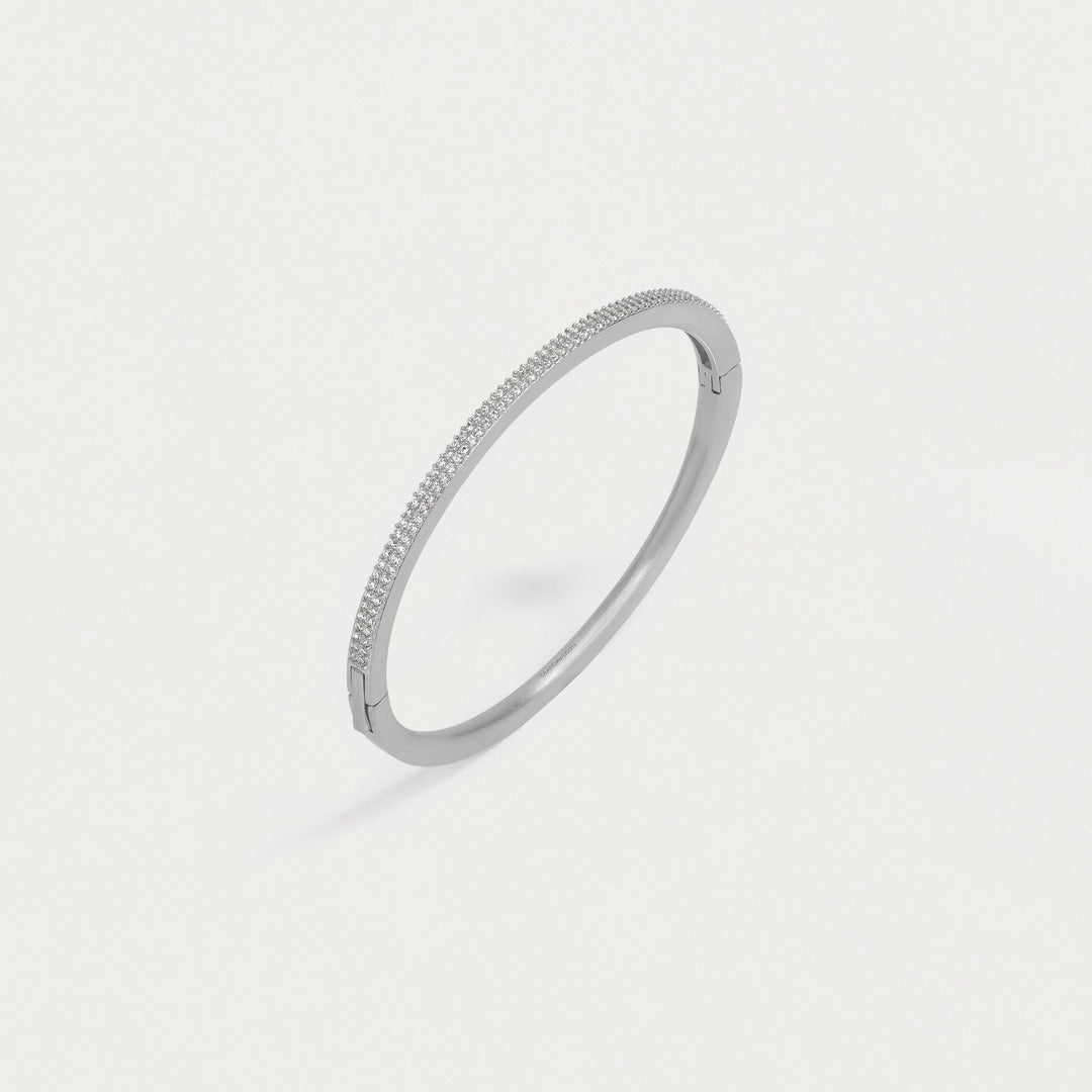 Signature Pavé Hinge Bangle - Silver