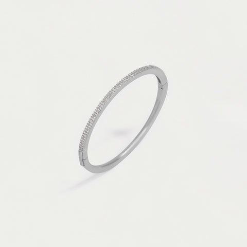 Signature Pavé Hinge Bangle - Silver