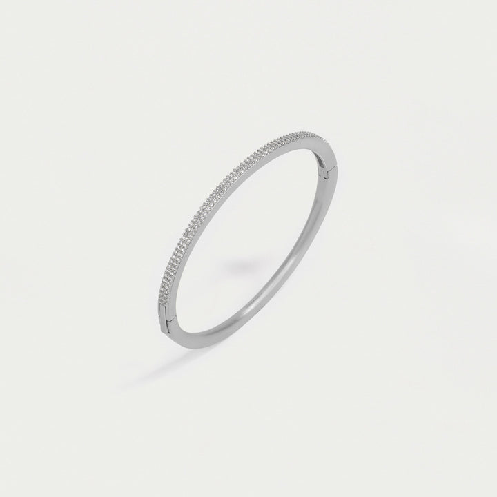 Signature Pavé Hinge Bangle - Silver
