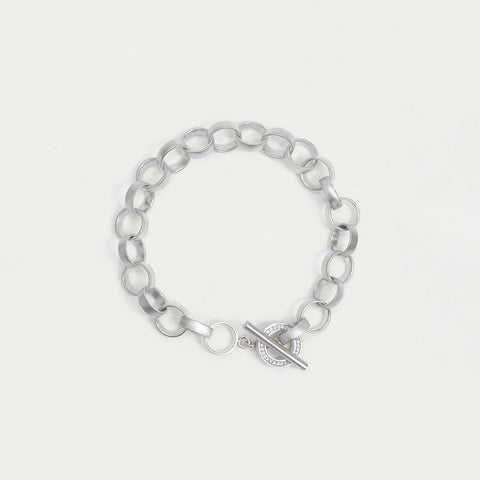 Petit Pavé Statement Chain Bracelet - Silver
