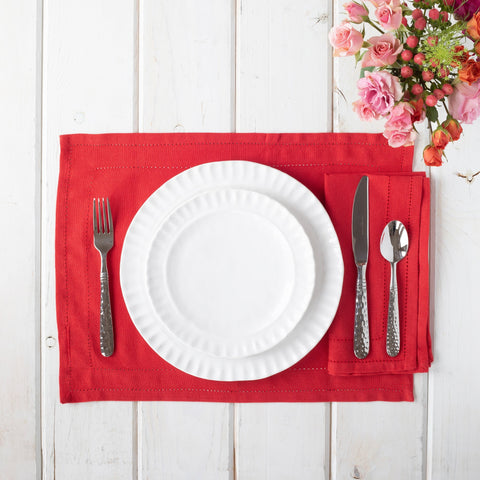 Cotone Linens Placemats with Double Stitching - Set of 4