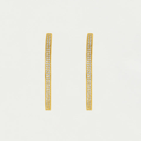 Petit Pavé Midi Hoops - Gold