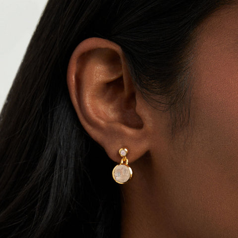 Signature Droplet Earrings - Gold / Rainbow Moonstone