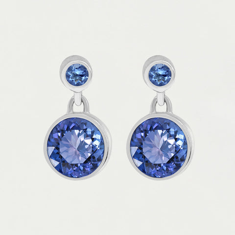 Signature Droplet Earrings - Silver / Midnight Blue