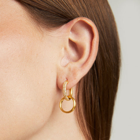 Signature Pavé Huggie Hoops - Gold