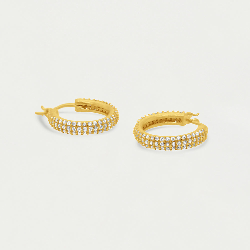 Signature Pavé Huggie Hoops - Gold