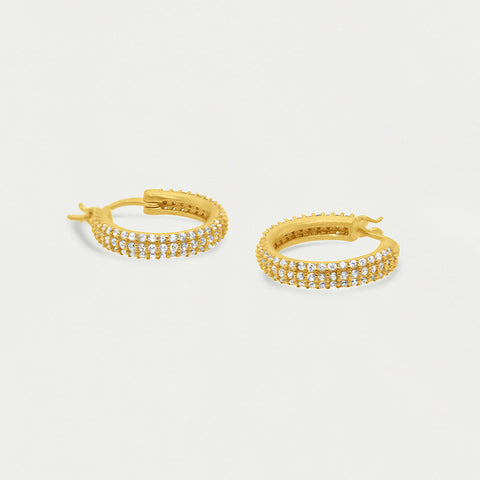 Signature Pavé Huggie Hoops - Gold