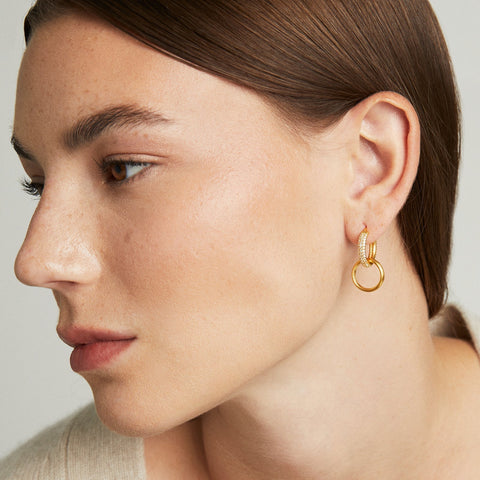 Signature Pavé Huggie Hoops - Gold