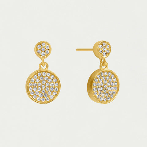 Petit Pavé Droplet Earrings - Gold