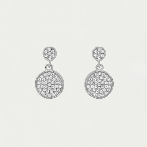 Petit Pavé Droplet Earrings - Silver