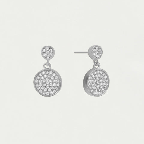 Petit Pavé Droplet Earrings - Silver