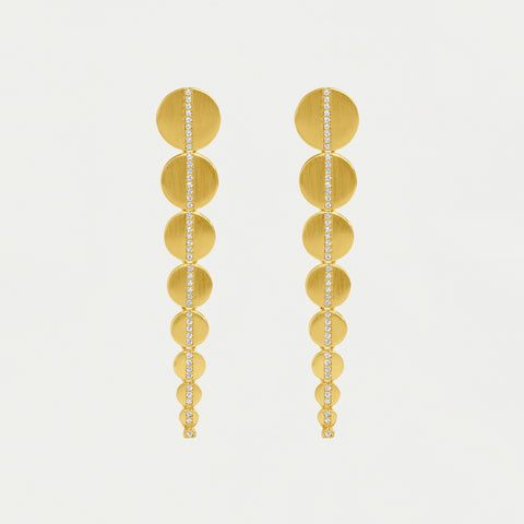 Petit Pavé Statement Drop Earrings - Gold
