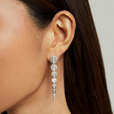 Petit Pavé Statement Drop Earrings - Silver