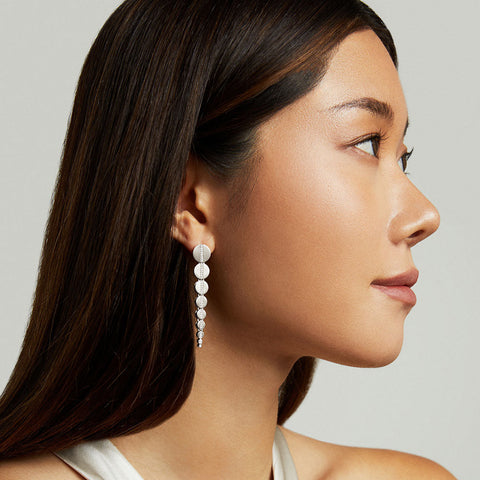 Petit Pavé Statement Drop Earrings - Silver