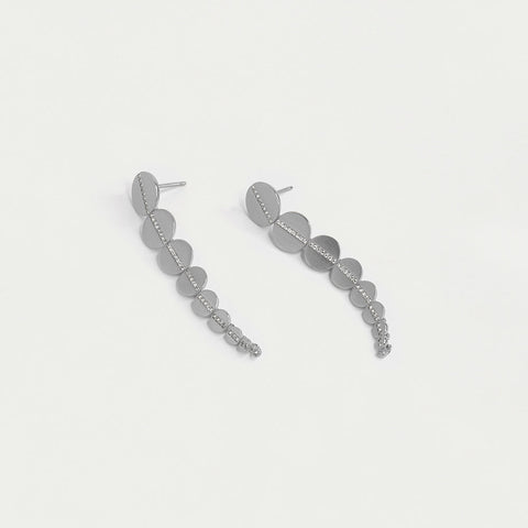 Petit Pavé Statement Drop Earrings - Silver