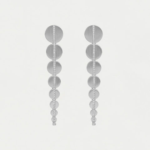 Petit Pavé Statement Drop Earrings - Silver