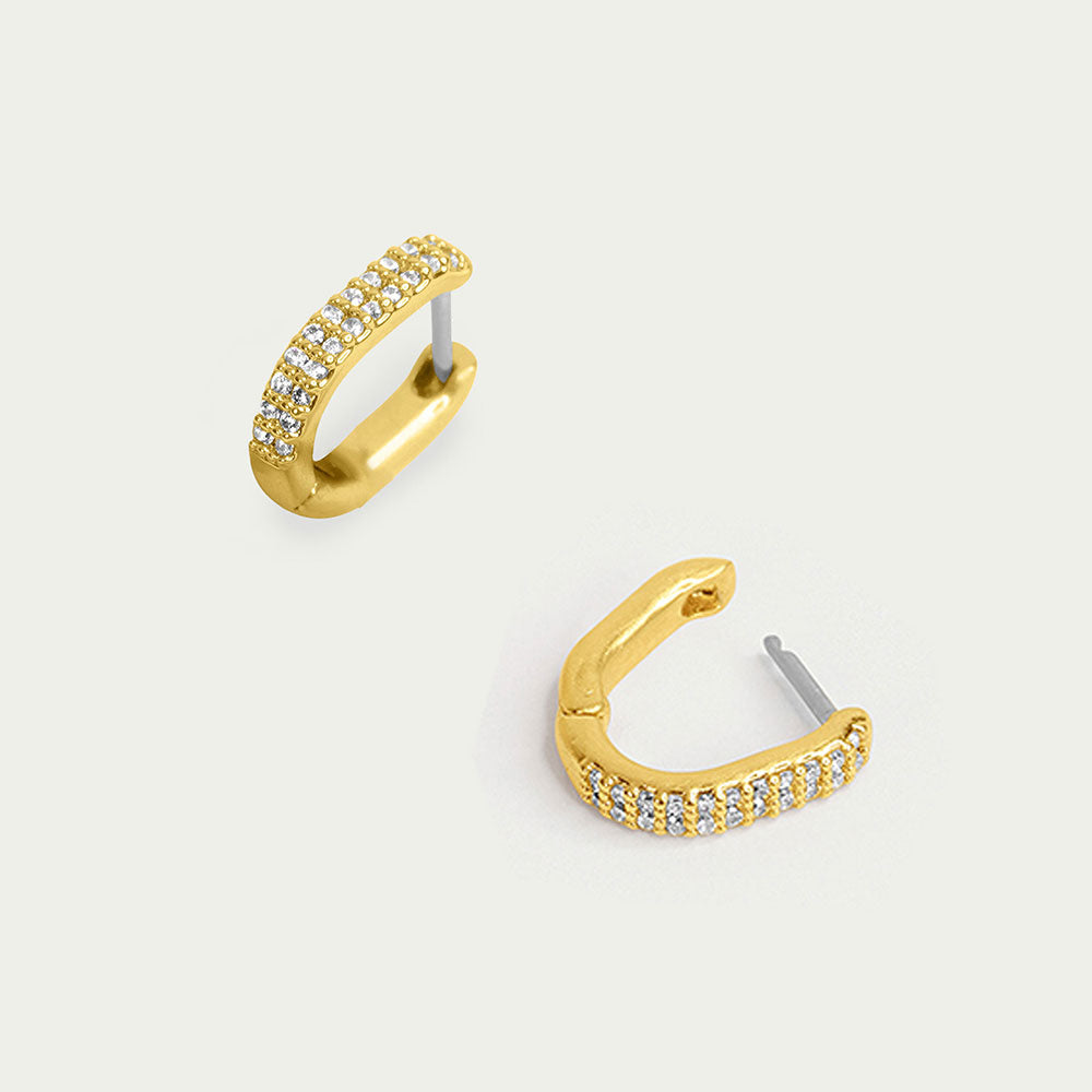 Petit Pavé Huggies - Gold