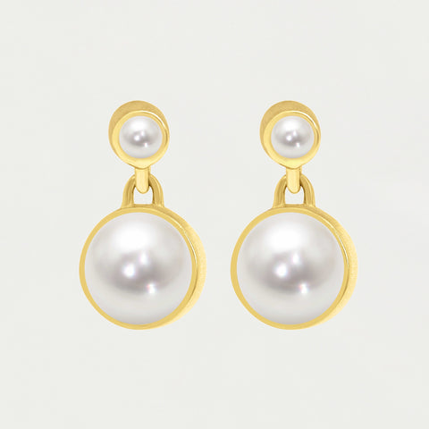 Signature Droplet Earrings - Gold / Pearl