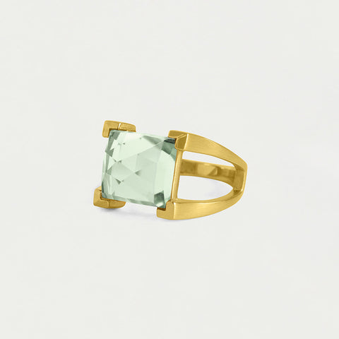 Mini Plaza Ring - Gold / Green Amethyst